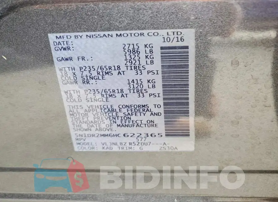 5N1DR2MM6HC622365 Photo# 13
