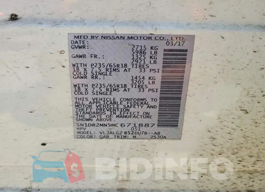5N1DR2MN5HC671887 Photo# 12