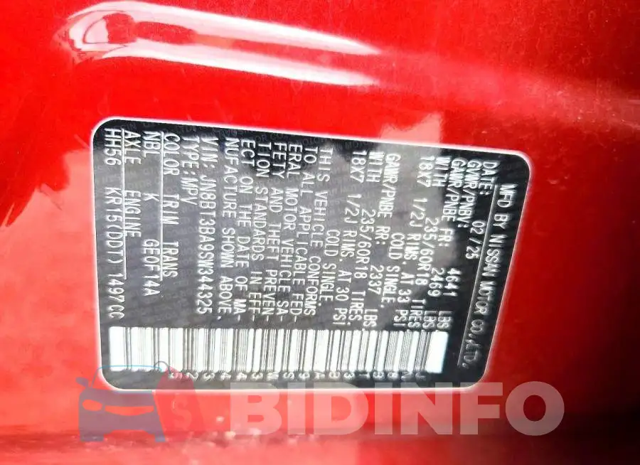 JN8BT3BA9SW344325 Photo# 12