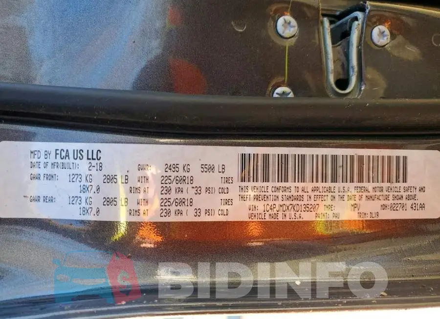 1C4PJMDX7KD135207 Photo# 13