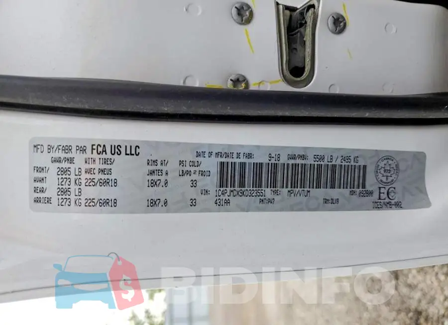 1C4PJMDX9KD323551 Photo# 13