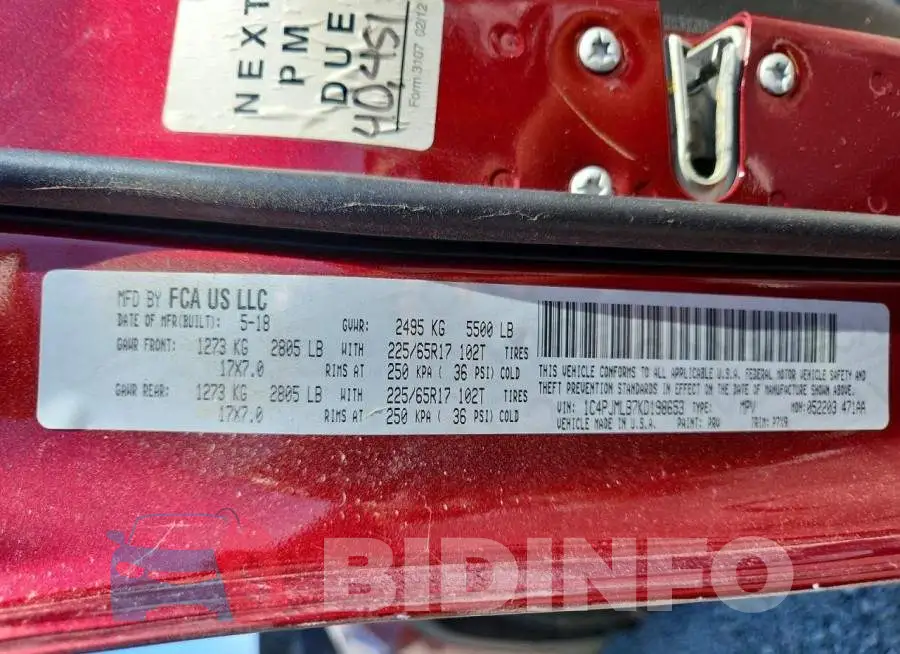1C4PJMLB7KD198653 Photo# 13