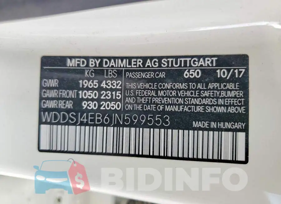 WDDSJ4EB6JN599553 Photo# 12