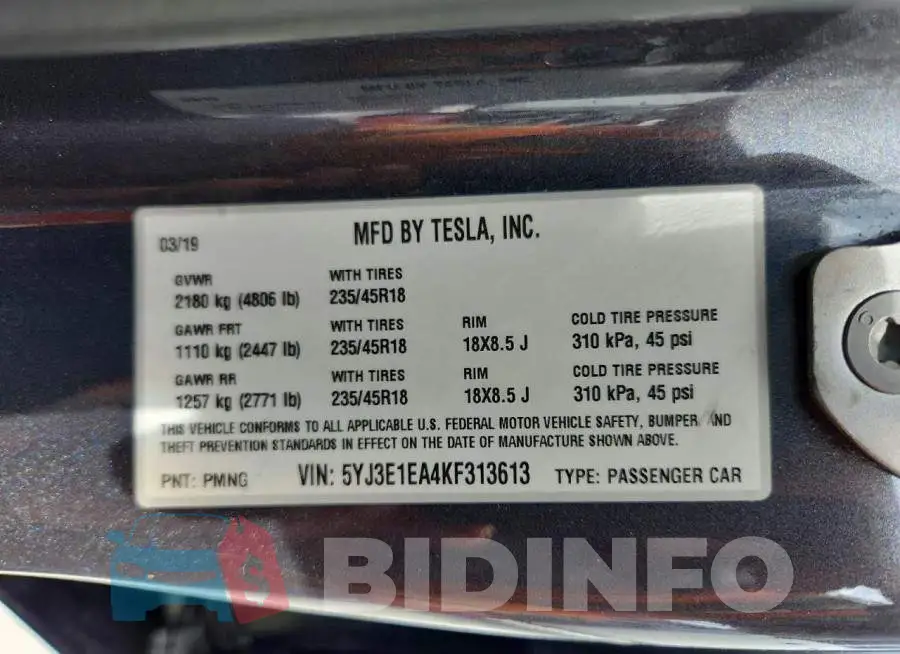 5YJ3E1EA4KF313613 Photo# 12