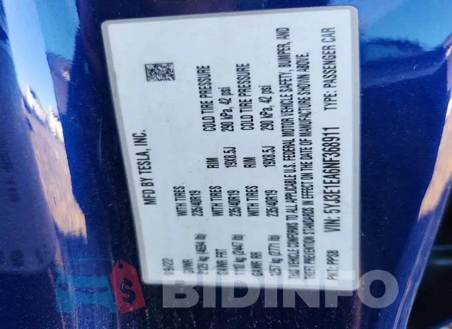 5YJ3E1EA6NF368911 Photo# 12
