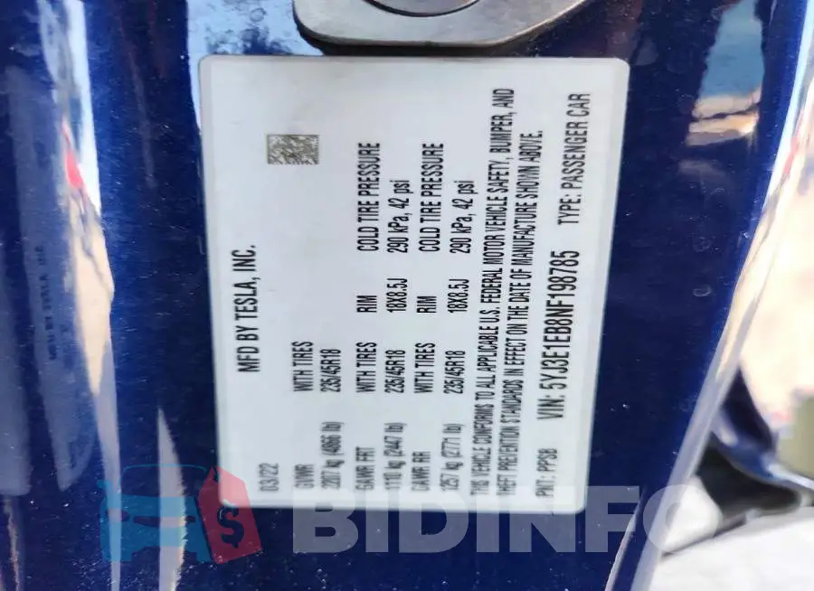 5YJ3E1EB8NF198785 Photo# 12