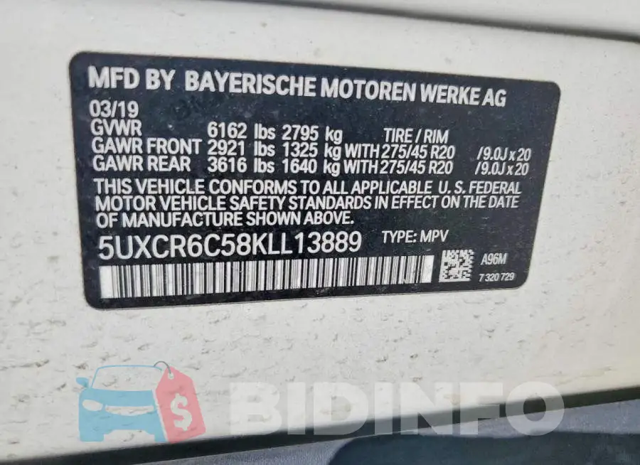 5UXCR6C58KLL13889 Photo# 13