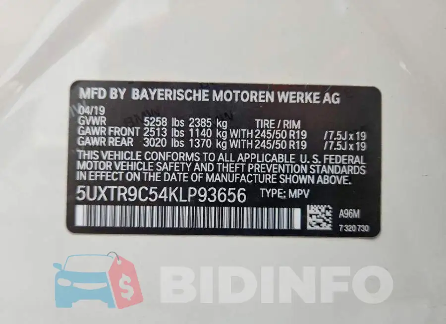 5UXTR9C54KLP93656 Photo# 14