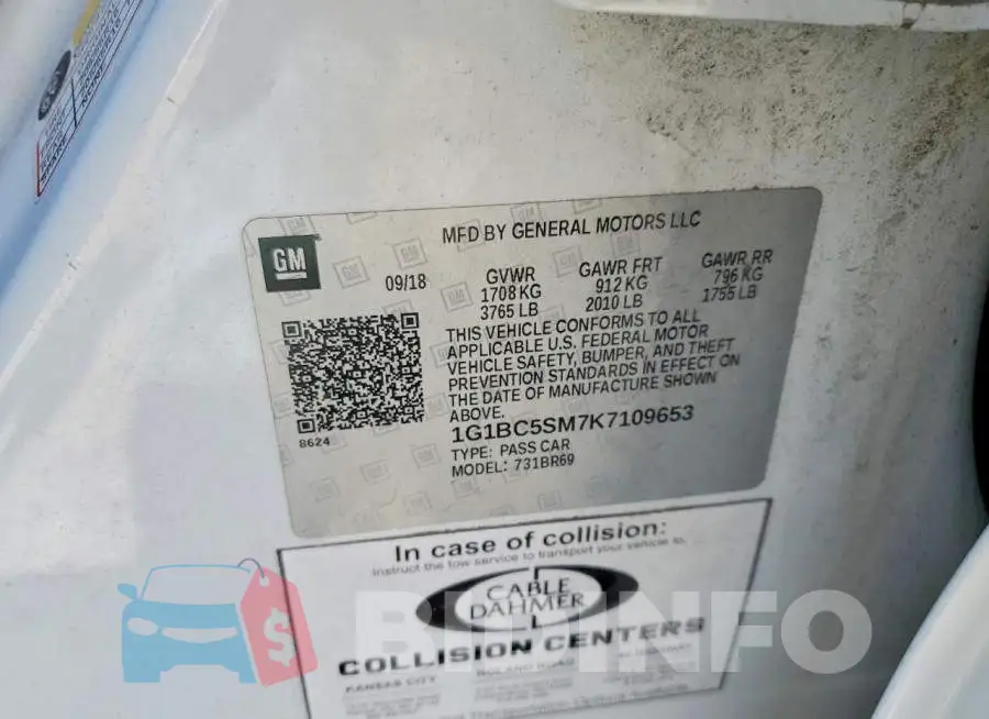 1G1BC5SM7K7109653 Photo# 12