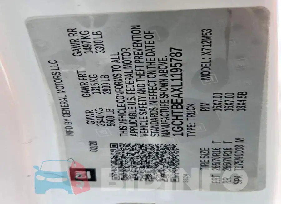 1GCHTBEAXL1195787 Photo# 12