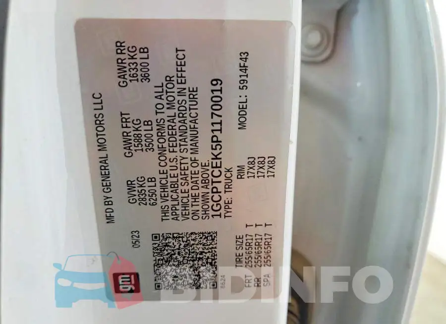 1GCPTCEK5P1170019 Photo# 12