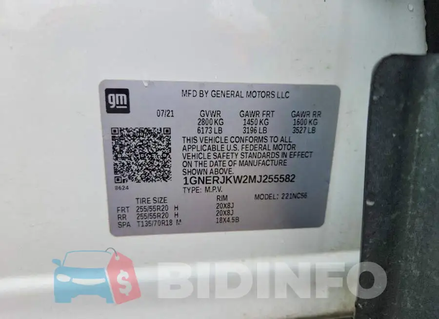1GNERJKW2MJ255582 Photo# 13