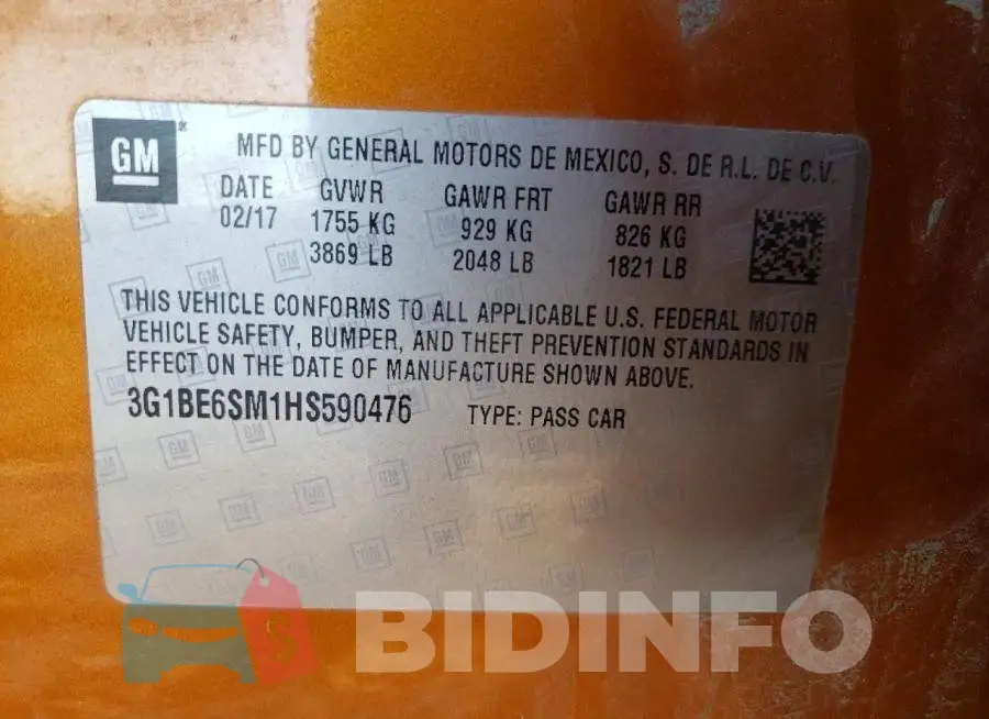 3G1BE6SM1HS590476 Photo# 13