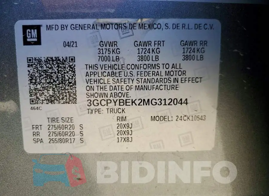 3GCPYBEK2MG312044 Photo# 12