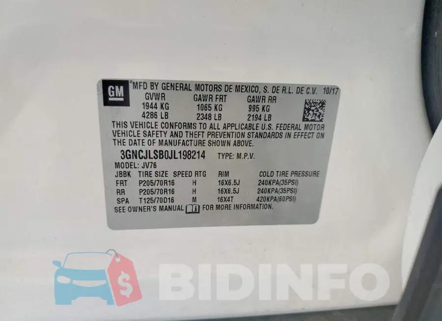 3GNCJLSB0JL198214 Photo# 13