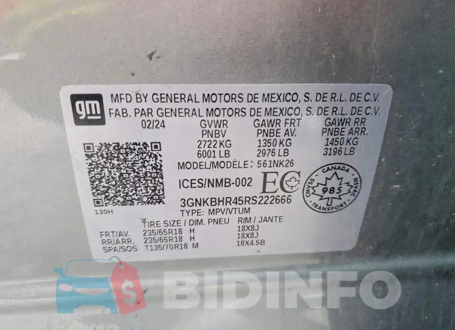 3GNKBHR45RS222666 Photo# 12