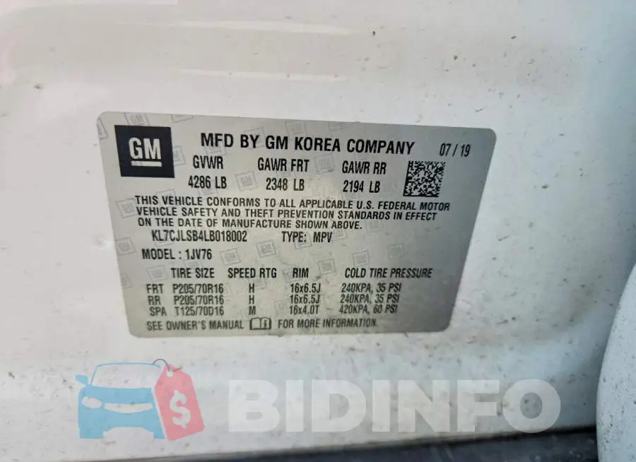 KL7CJLSB4LB018002 Photo# 13