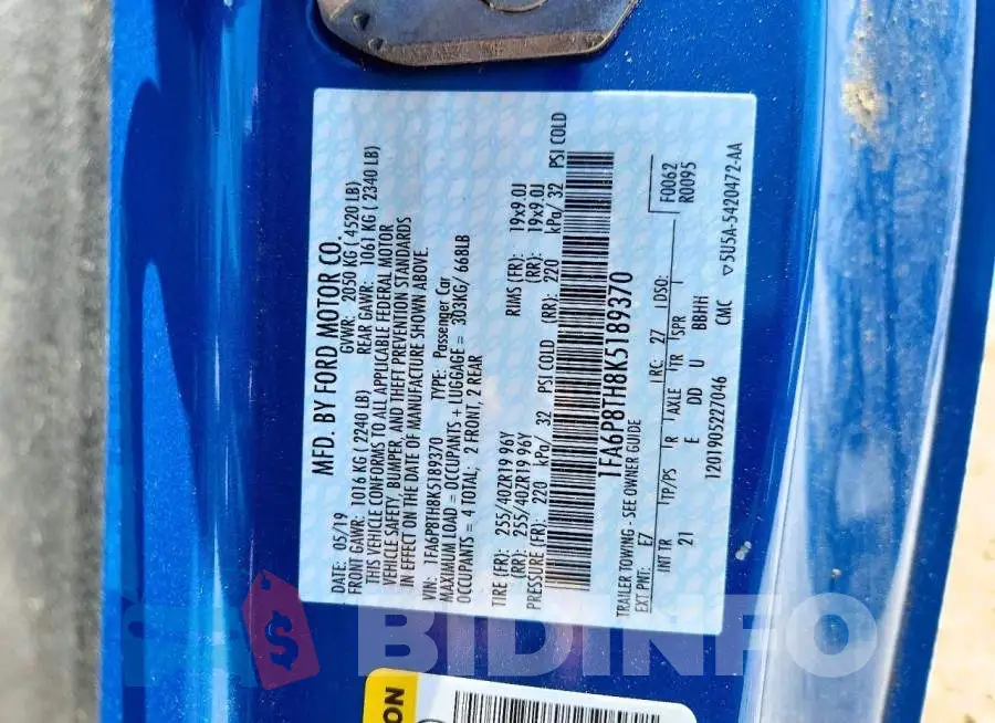 1FA6P8TH8K5189370 Photo# 12