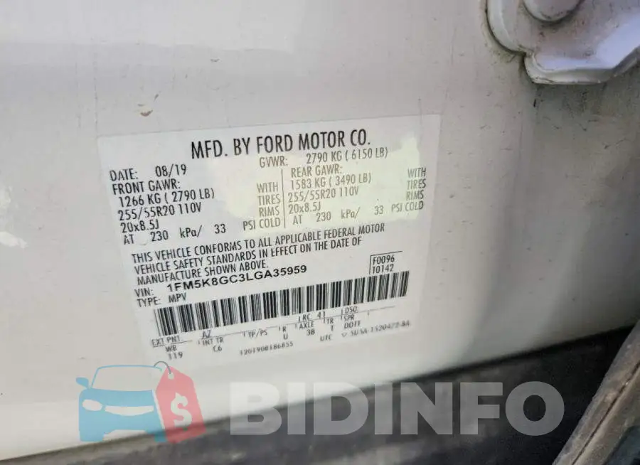 1FM5K8GC3LGA35959 Photo# 13