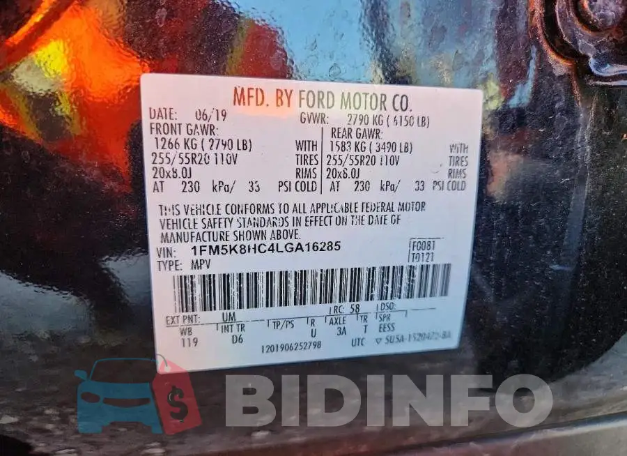 1FM5K8HC4LGA16285 Photo# 13