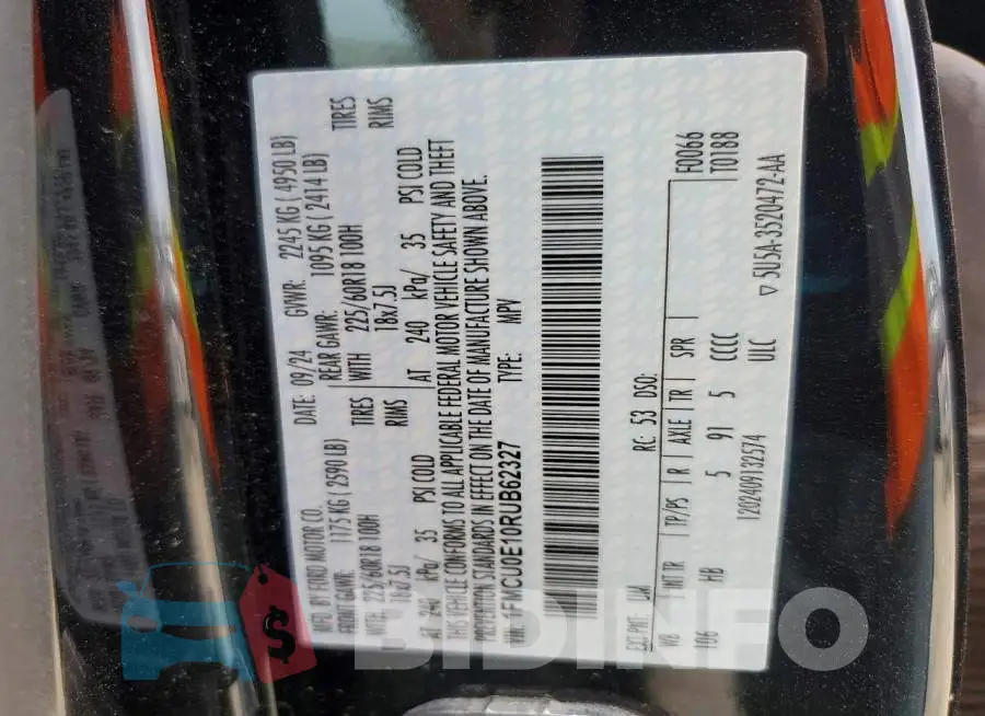 1FMCU0E10RUB62327 Photo# 13