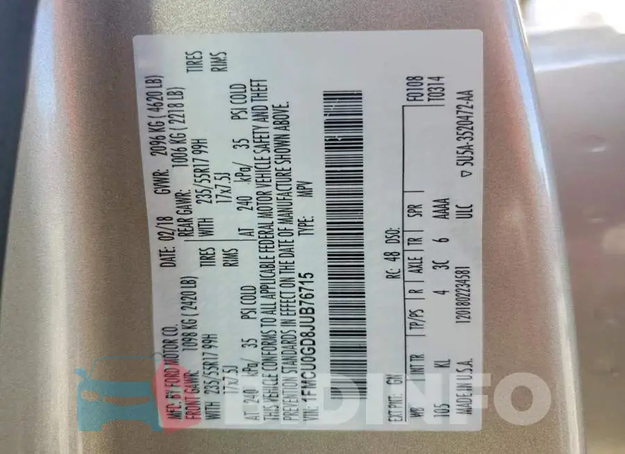 1FMCU0GD8JUB76715 Photo# 13