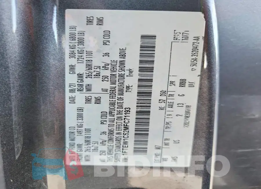 1FTEW1C52MFC71193 Photo# 12