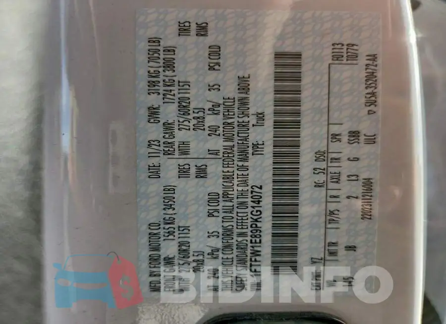 1FTFW1E89PKG14072 Photo# 12
