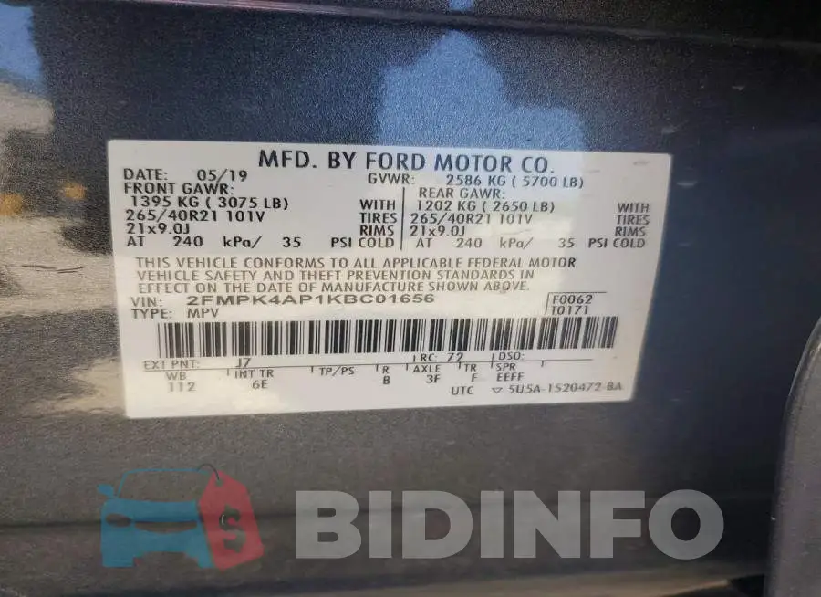 2FMPK4AP1KBC01656 Photo# 12