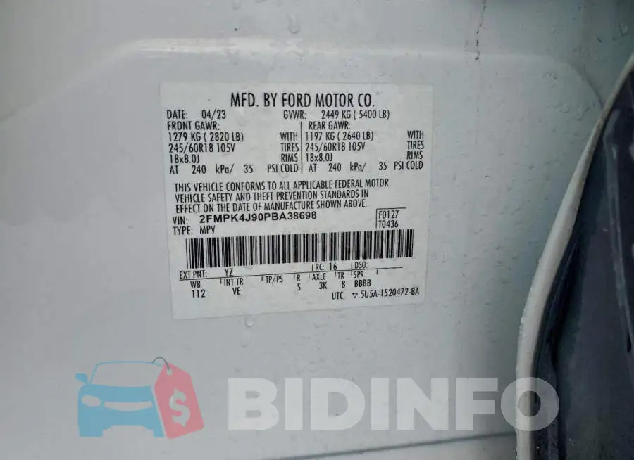 2FMPK4J90PBA38698 Photo# 14