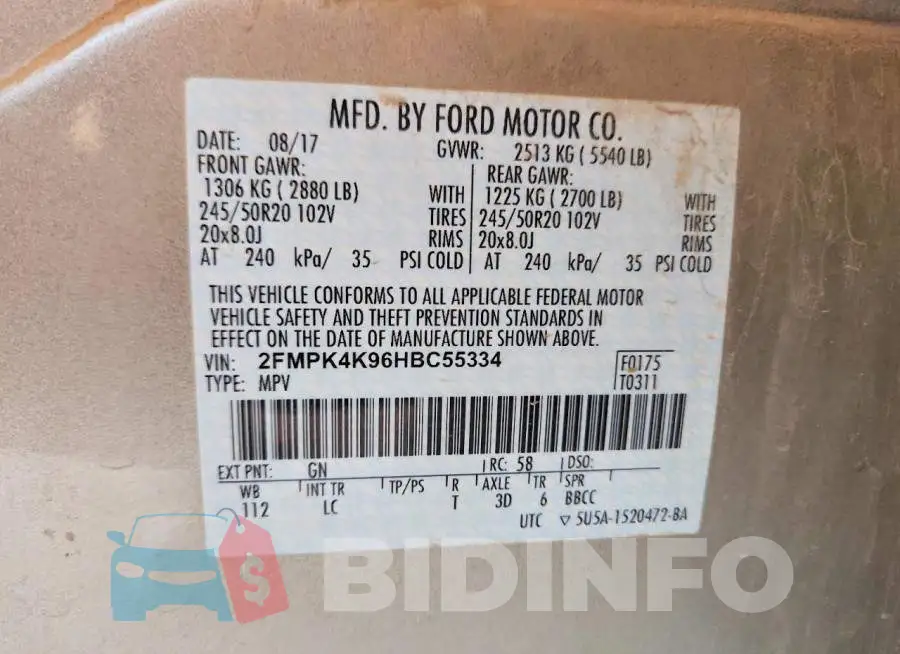 2FMPK4K96HBC55334 Photo# 13