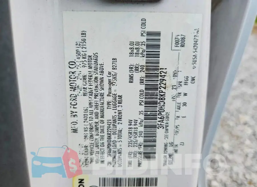3FA6P0HD8KR229421 Photo# 12