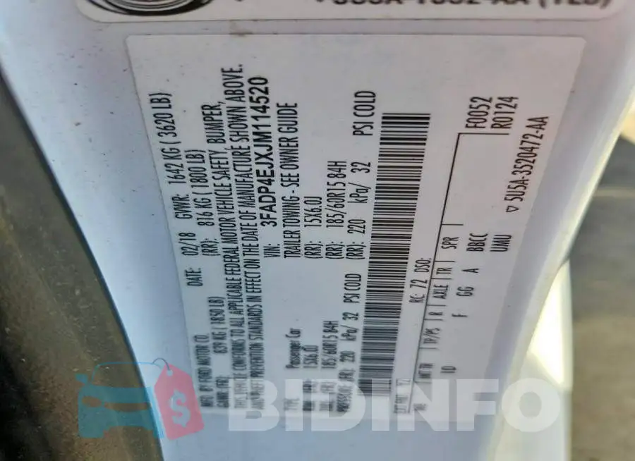 3FADP4EJXJM114520 Photo# 12