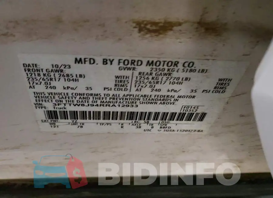 3FTTW8J94RRA12933 Photo# 12