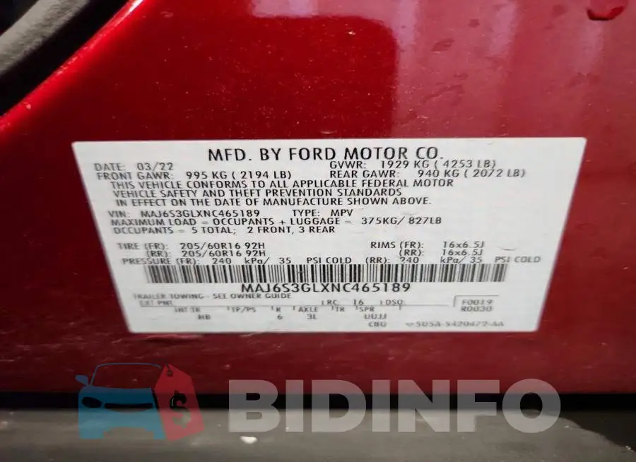 MAJ6S3GLXNC465189 Photo# 14