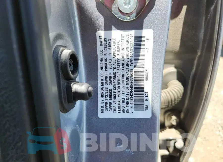 19XFC2F50HE225800 Photo# 12