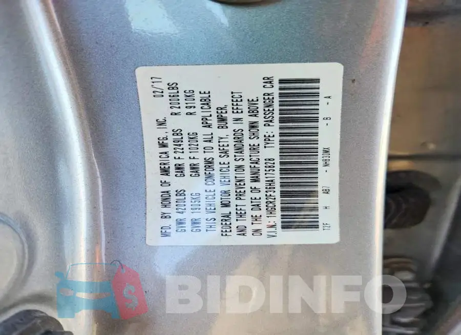 1HGCR2F36HA175828 Photo# 13