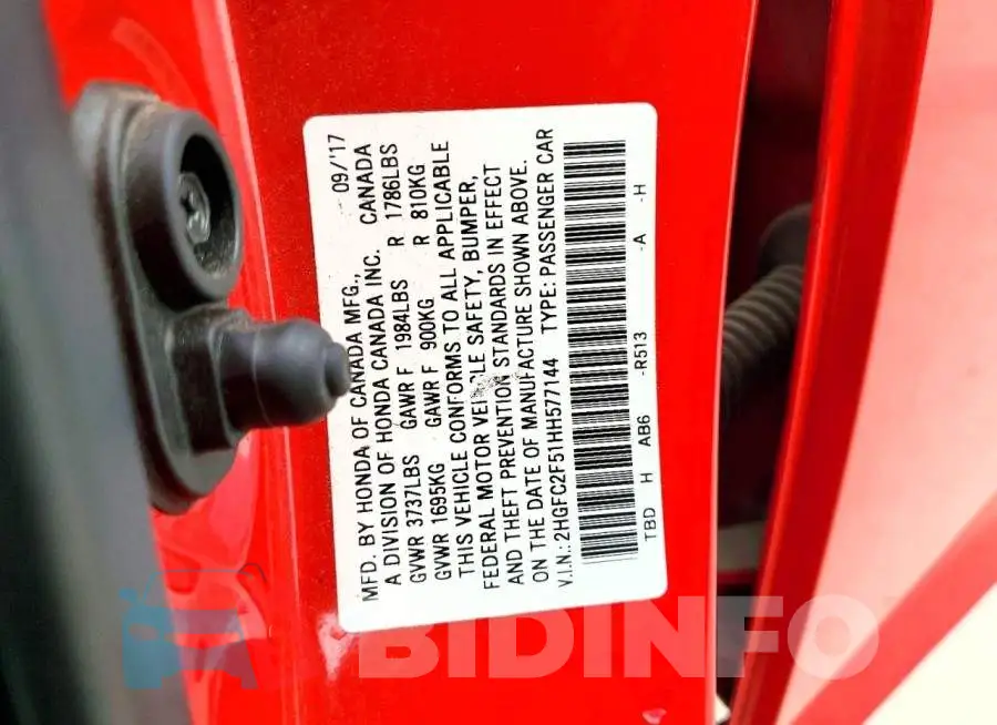 2HGFC2F51HH577144 Photo# 12