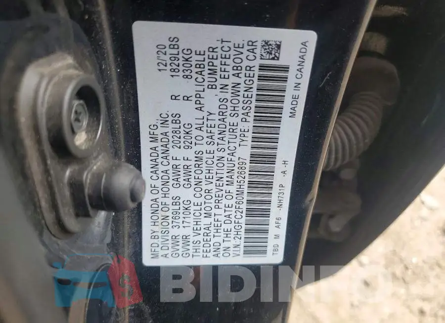 2HGFC2F60MH526897 Photo# 12