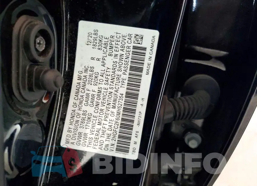 2HGFC2F60MH527354 Photo# 12
