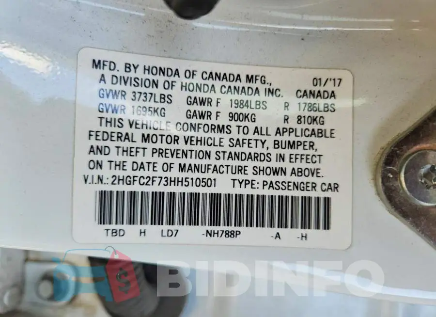 2HGFC2F73HH510501 Photo# 13