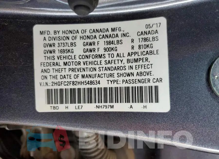 2HGFC2F82HH548634 Photo# 12