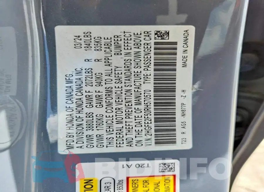 2HGFE2F50RH570570 Photo# 13
