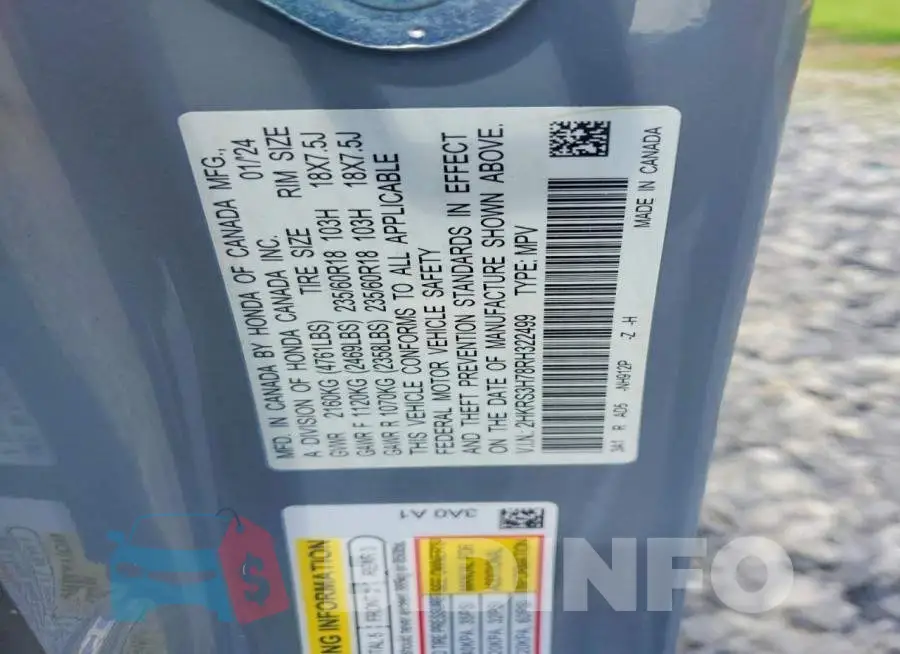 2HKRS3H78RH322499 Photo# 12