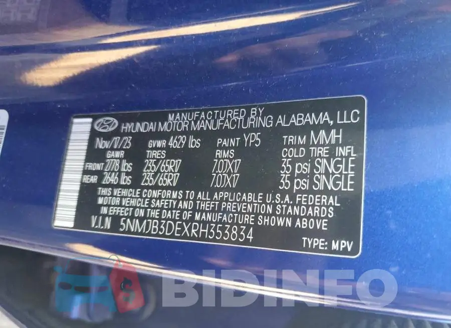 5NMJB3DEXRH353834 Photo# 13