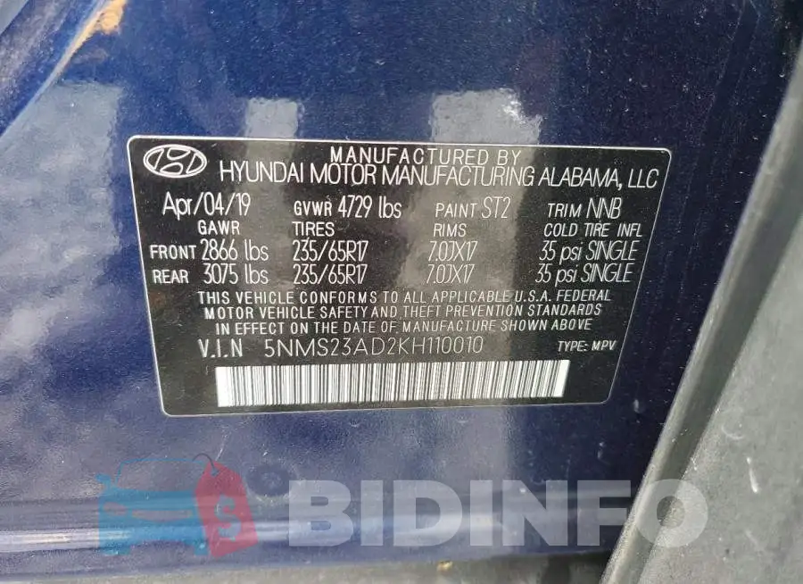 5NMS23AD2KH110010 Photo# 14