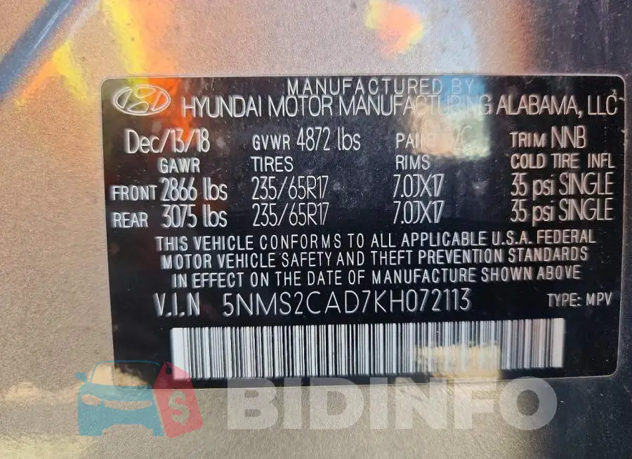 5NMS2CAD7KH072113 Photo# 13