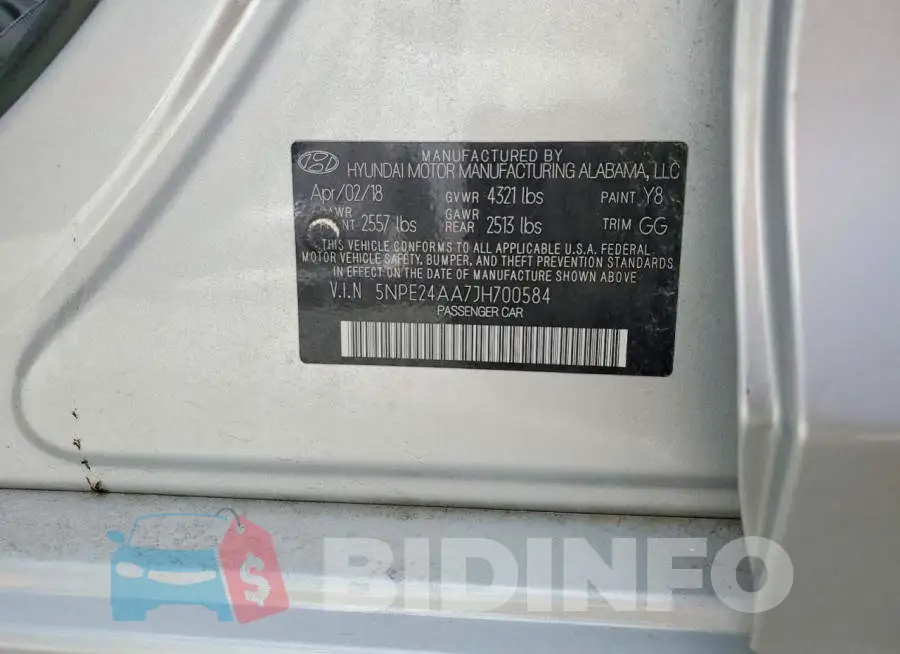 5NPE24AA7JH700584 Photo# 13