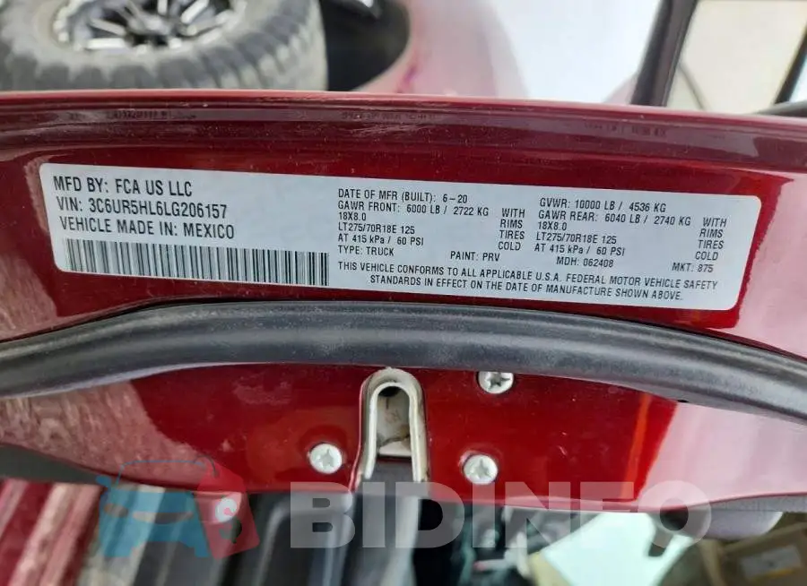 3C6UR5HL6LG206157 Photo# 12