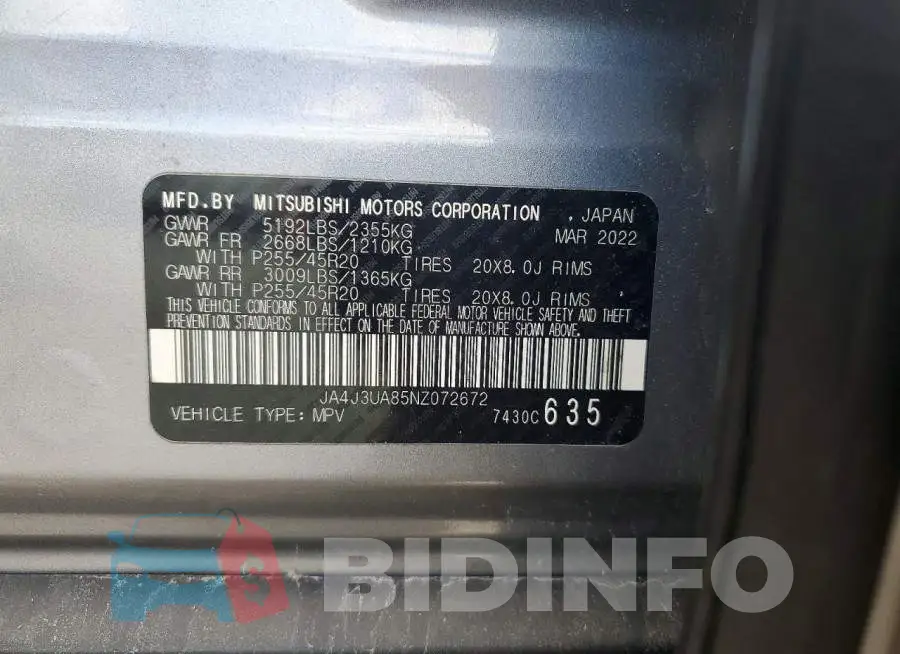 JA4J3UA85NZ072672 Photo# 13